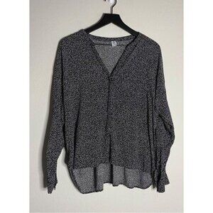 Old Navy Black & White Polka Dot Blouse Size XL